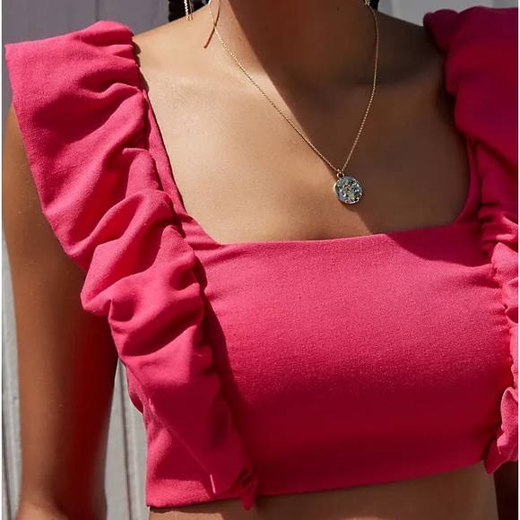 Anthropologie - Peixoto Jocelyn Pink Linen Crop Top - Picture 7 of 8